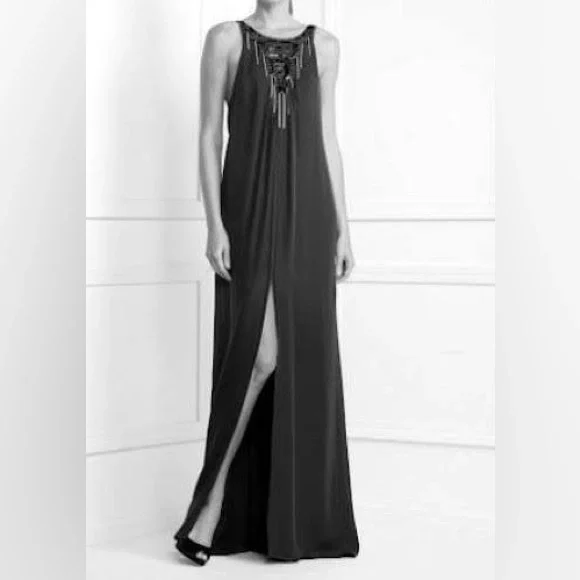 100% Silk Beaded Maxi Dress BCBG MaxAzria - Picture 4 of 11